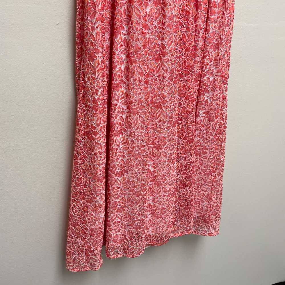 NSR Womens Coral Floral Trim Bustier Sleeveless Tank Lace Midi Dress Size Large - Picture 6 of 10